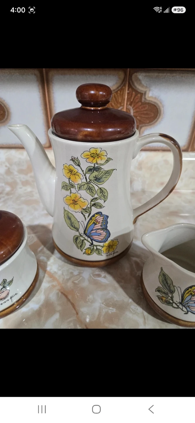 Vintage 1979 Alice Butterfly Coffee Service Set. Made In Japan. - photo 2