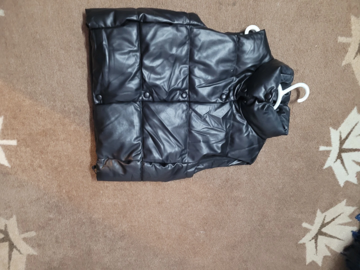 Zara Faux Leather Puffer Vest - Black
