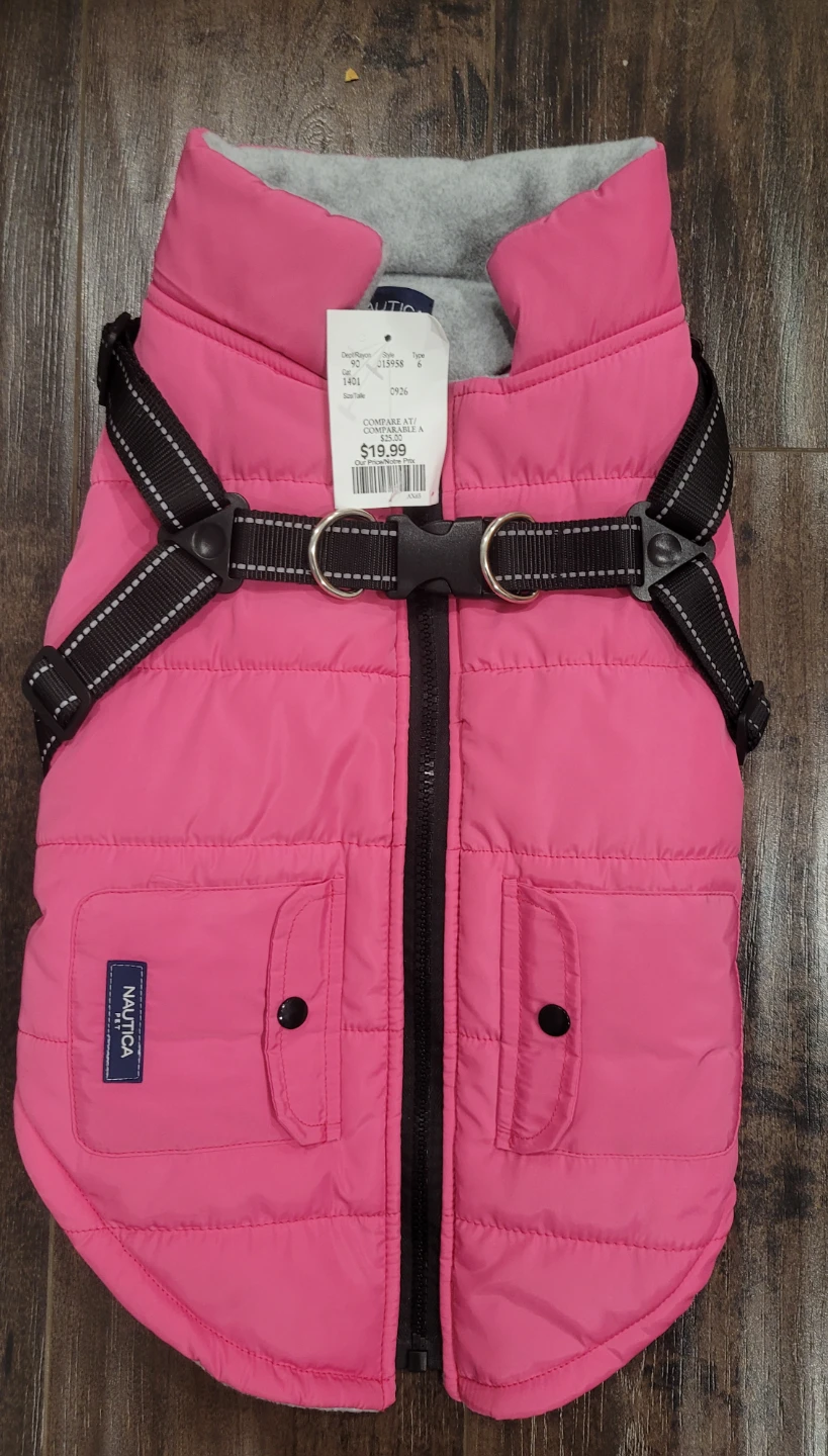 Nautica Pet Puffer Vest, Pink, Size Medium