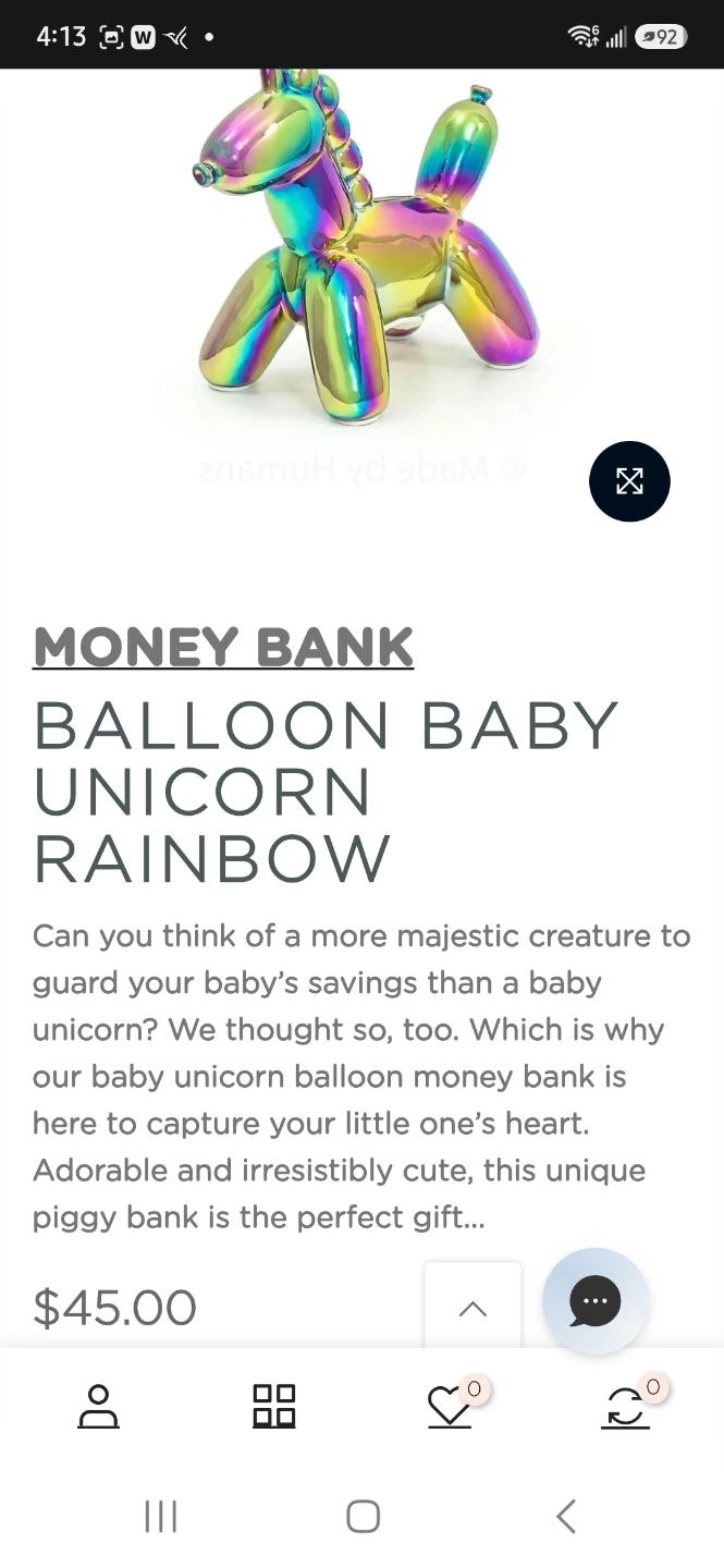 New in Box Made By Humans Balloon Money Bank - Baby Unicorn - photo 2
