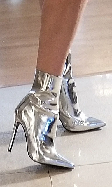 Metallic Silver Stiletto Ankle Boots - photo 5