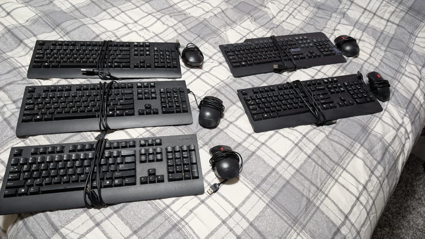 5 Lenovo Wired Keyboards and Mice Sets