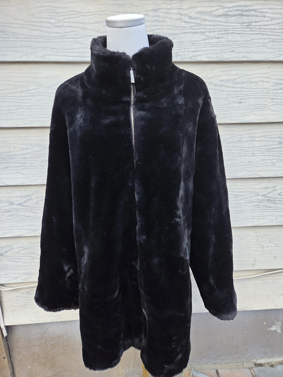 Black Reversible Faux Fur Jacket