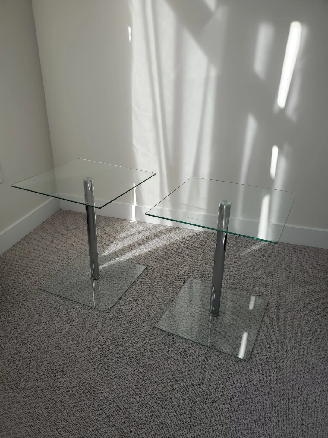 Set of Two Glass Side Tables