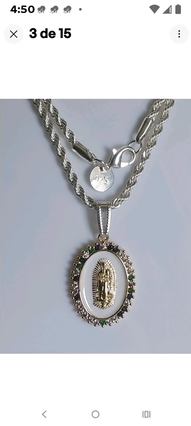 Collar chapado en plata con imagen de la virgen María. - photo 2