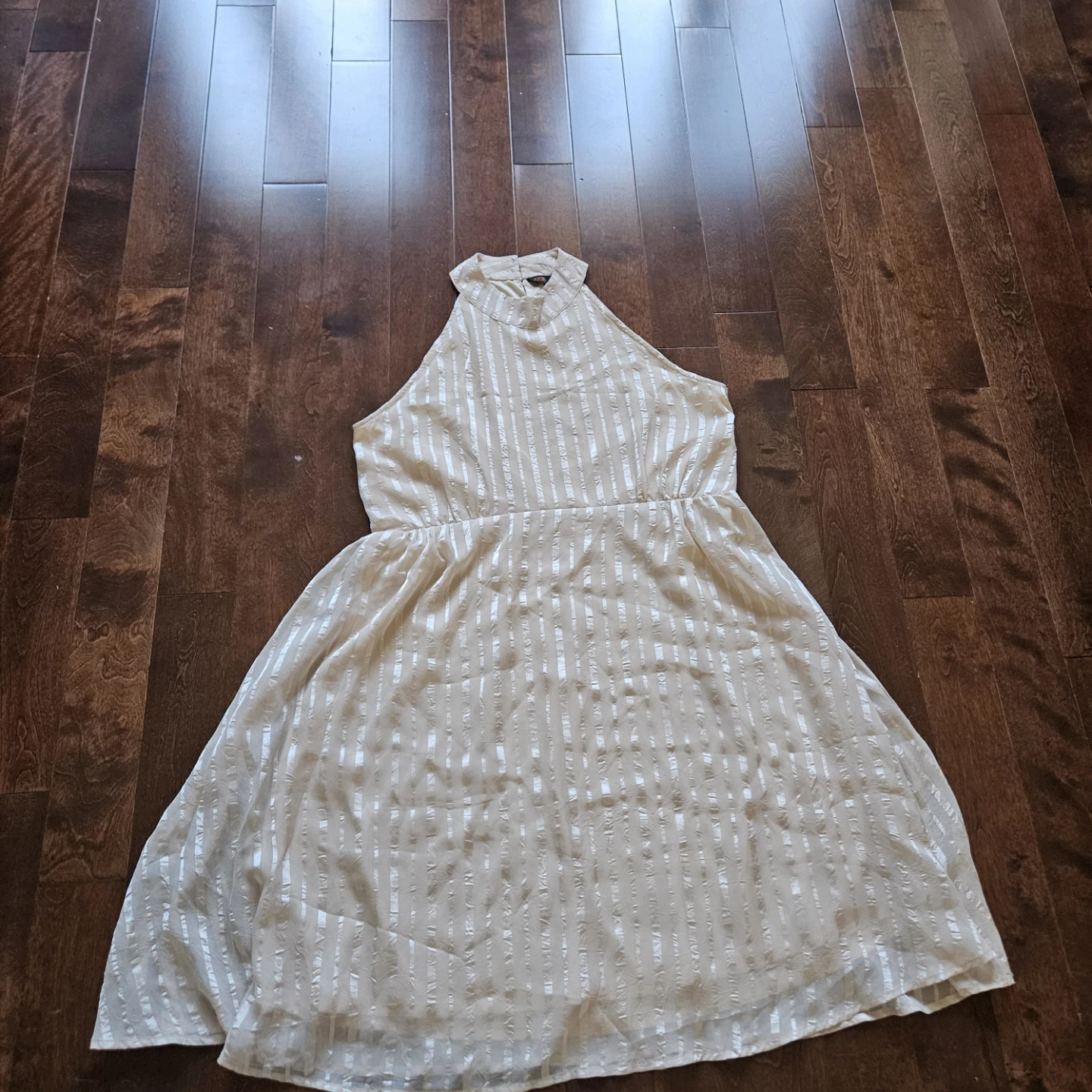 Brand new Cream striped halter dress size large - photo 3