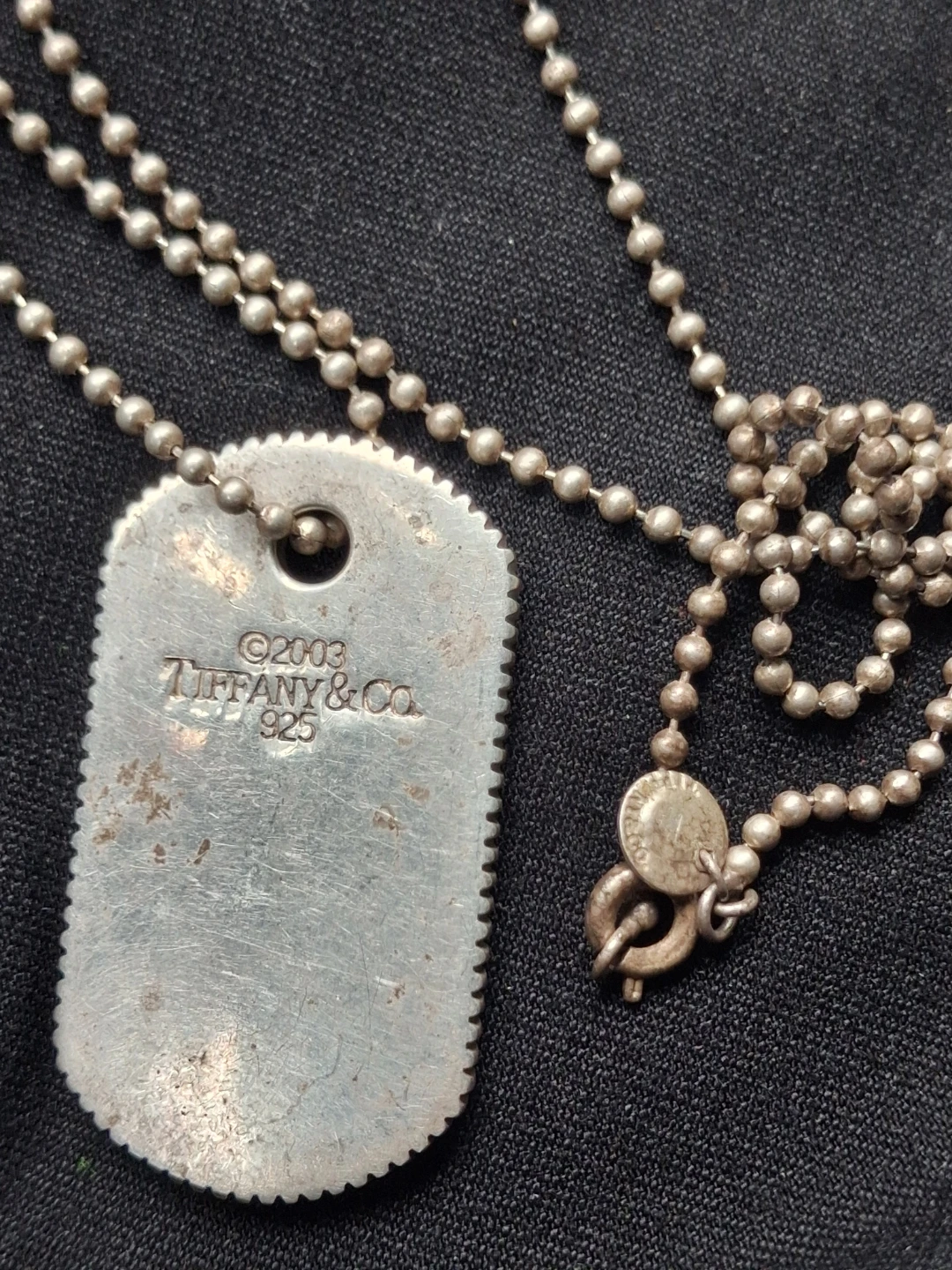 Tiffany & Co. 2003 Sterling Silver Dog Tag Necklace
