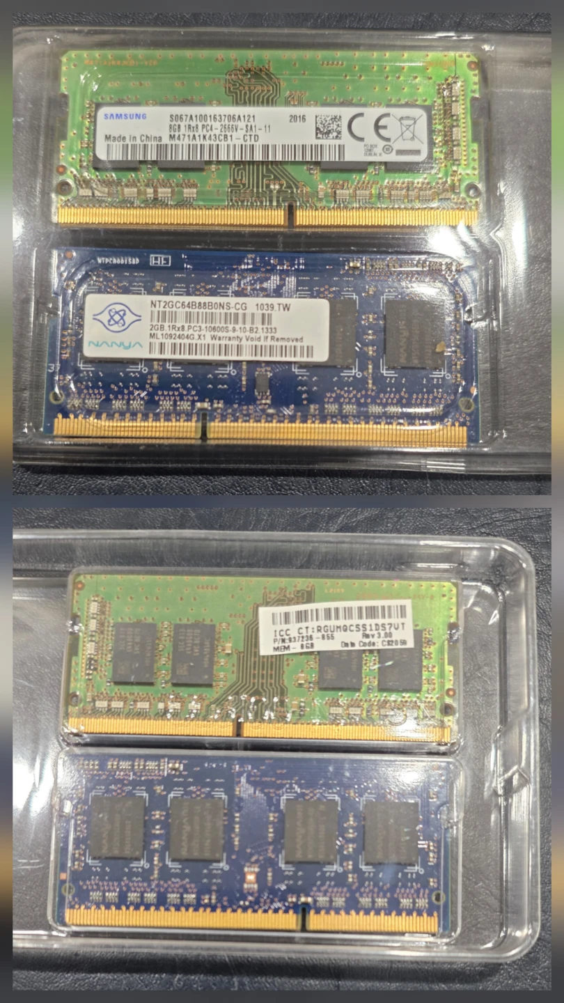 Samsung 8GB and Nanya 2GB Laptop RAM Modules