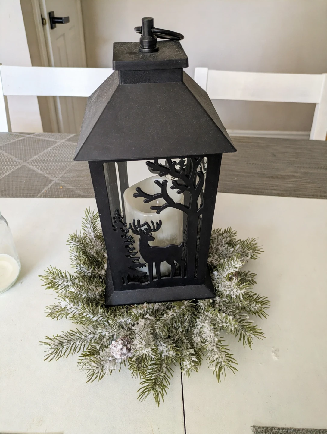Black Reindeer Lantern Holiday Decor