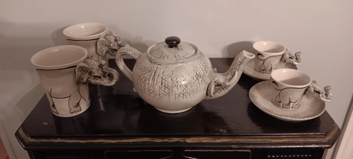 Elephant Theme Ceramic Teapot and Cup Set - photo 4