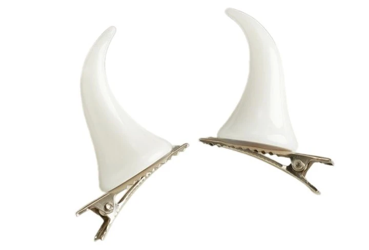 White Devil Horn Hair Clips
