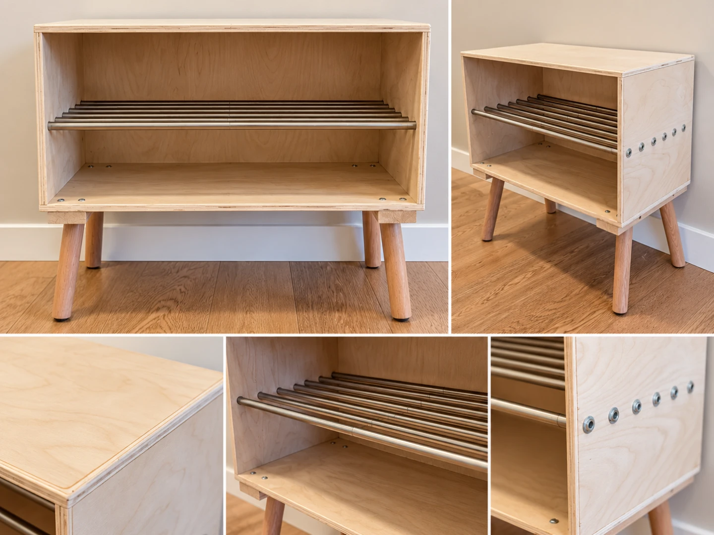 Handmade Wood & Metal Storage Shelf