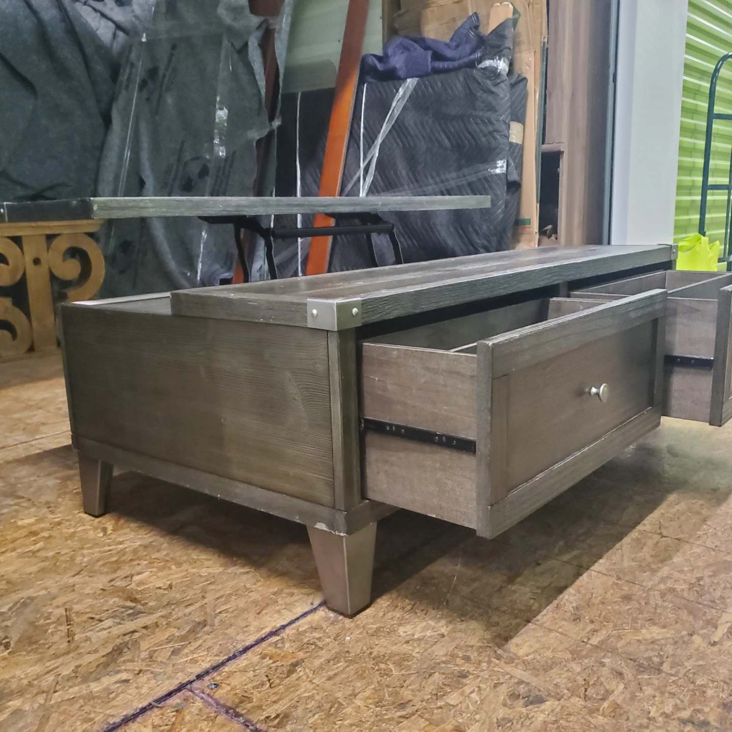Grey Wood Lift-Top Coffee Table with Power Outlets - photo 2