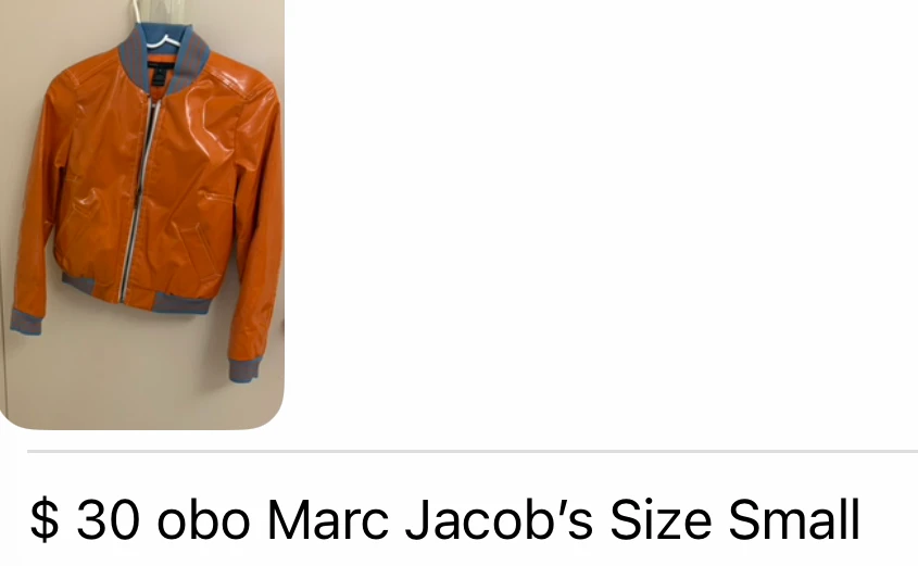 Marc Jacobs Orange Bomber Jacket Size Small