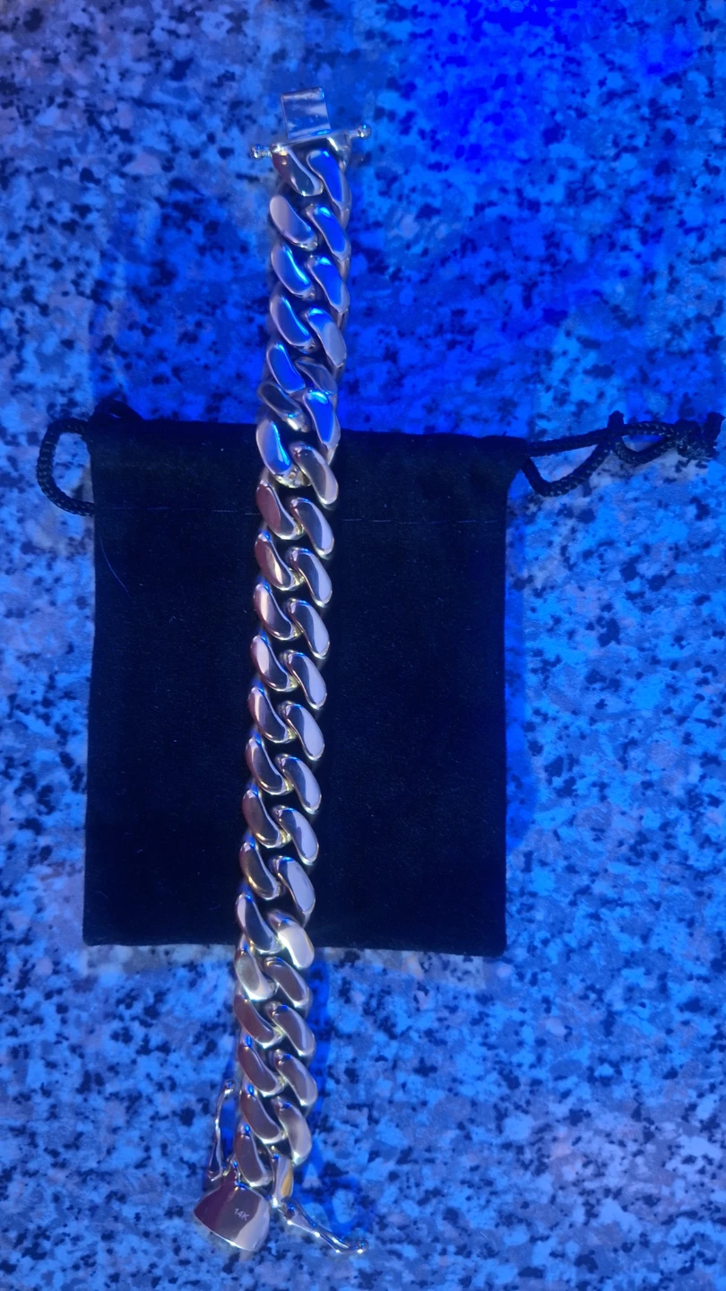 14K Gold plated cuban link bracelet - photo 3