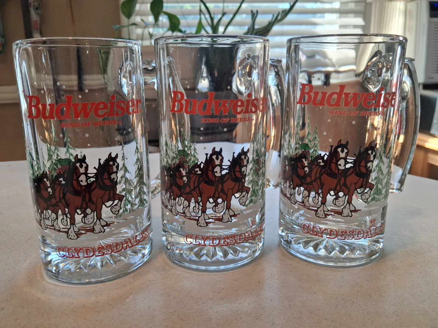 Vintage Set of 3 Budweiser Clydesdale Beer Mugs