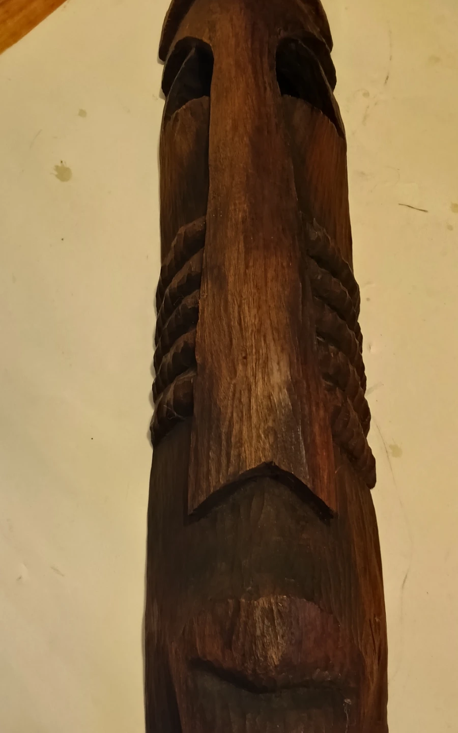 Hand-Carved Elongated Tribal Wall Mask (Signed CH. ST-FELIX) - photo 3
