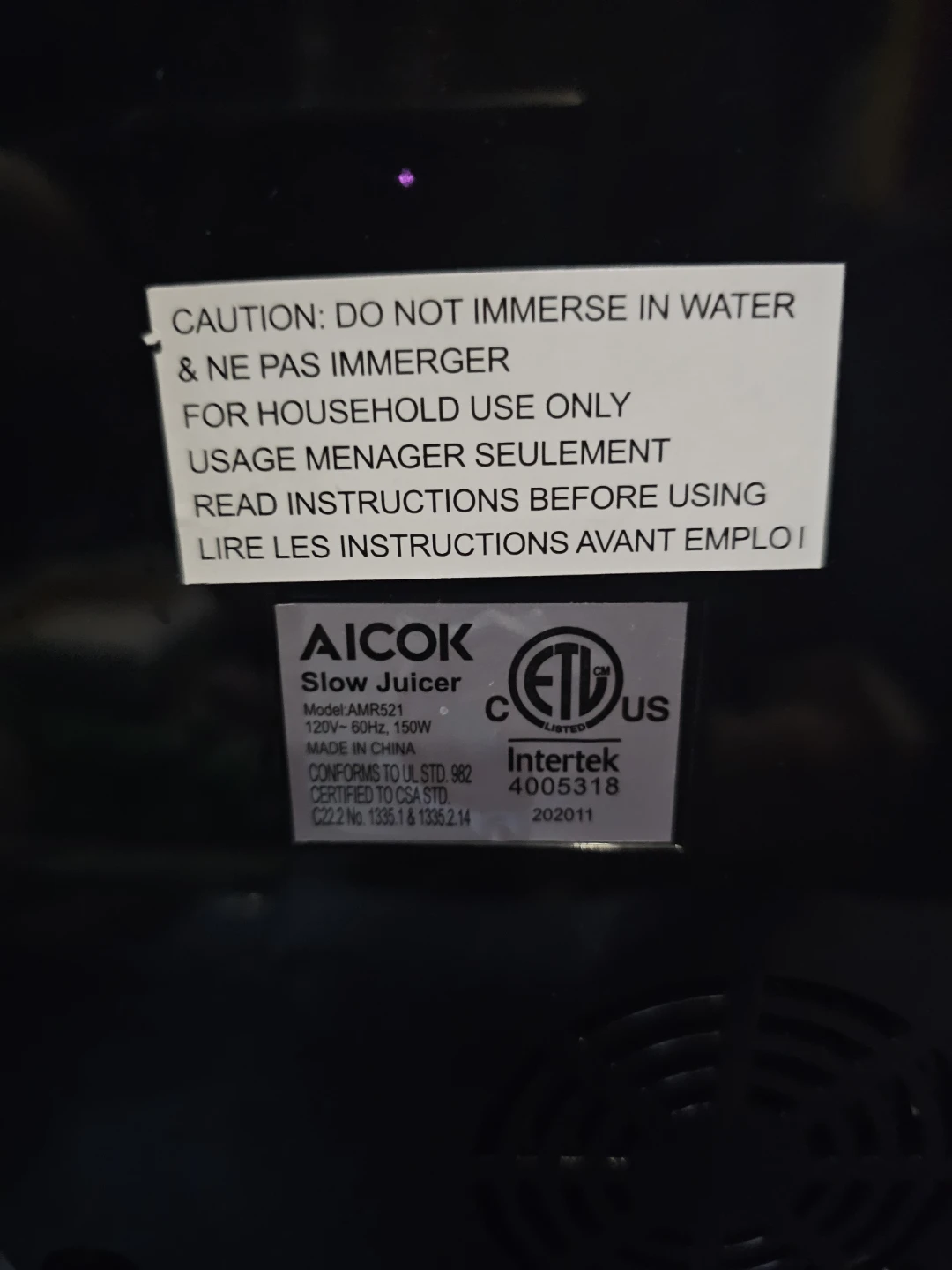 Aicok Slow Juicer Model AMR521 - photo 4