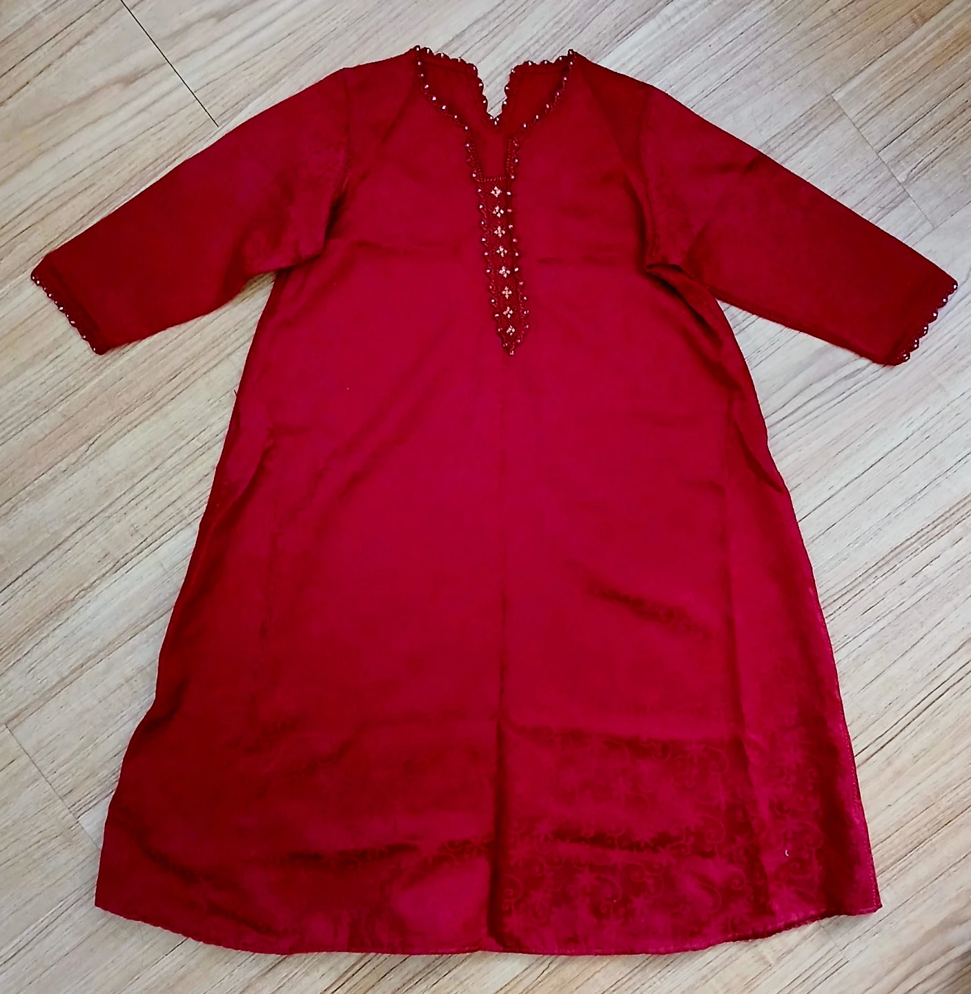 Red Moroccan Embroidered Handmade Kaftan 5/6/7 - photo 2