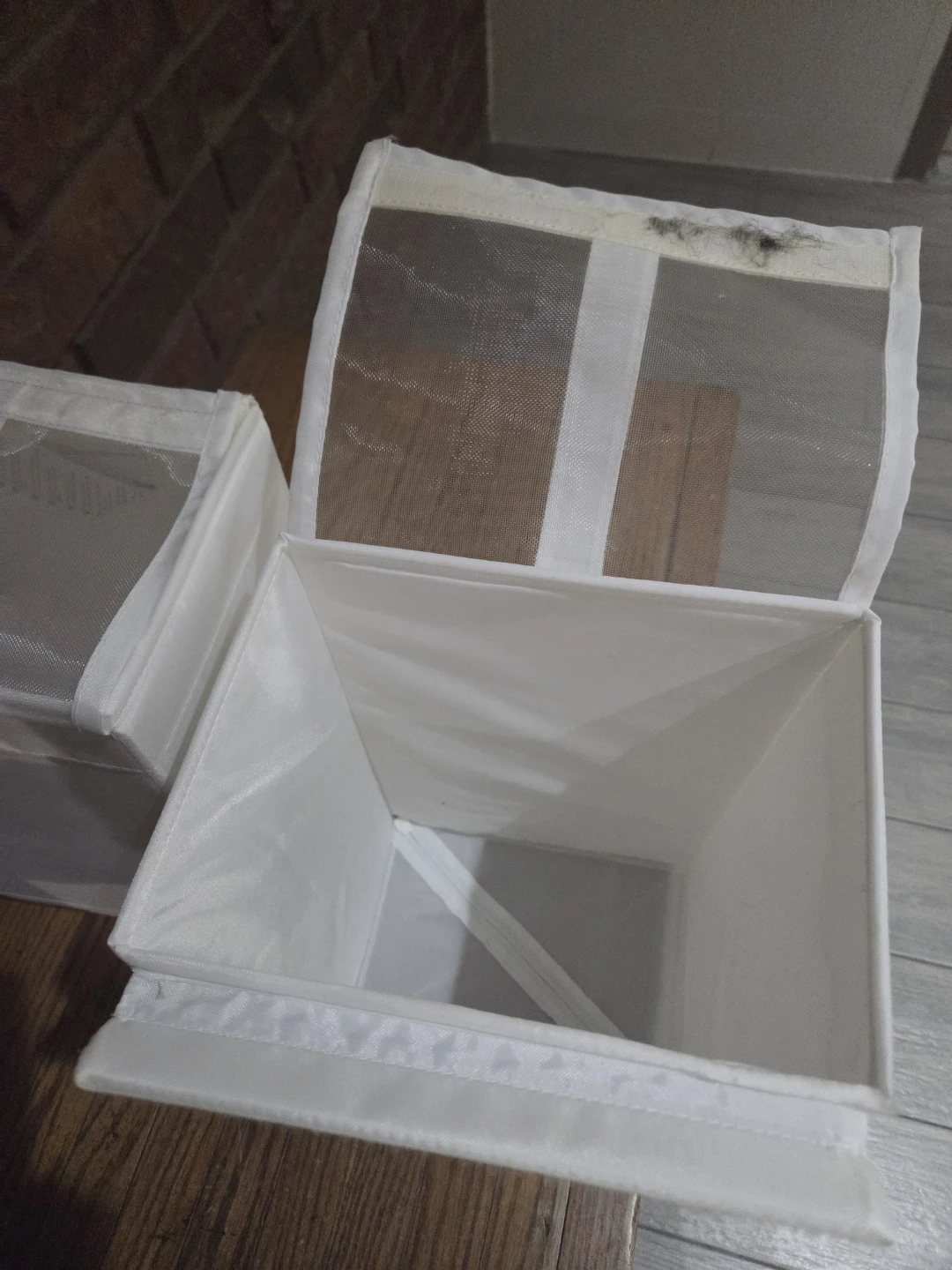 Two white fabric storage bins - photo 3