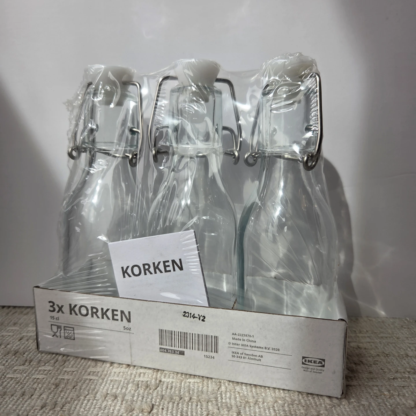 Small Clear Glass Bottles, 15 cl, Set of 3