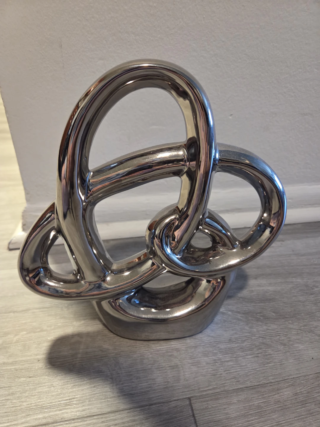 Silver Pretzel Decorative Sculpture