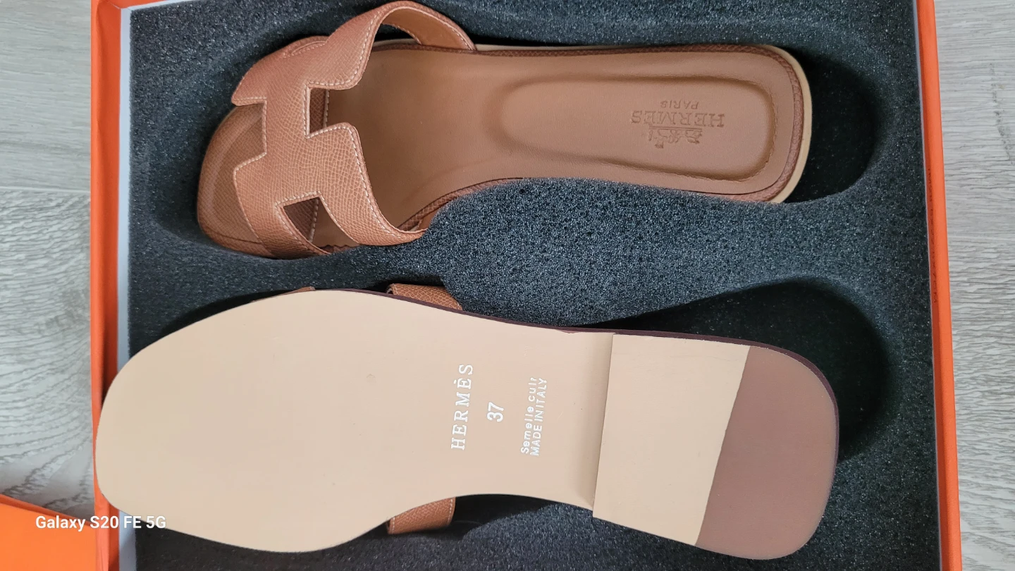 Hermes Oran Sandals Khaki Size 37 - photo 5