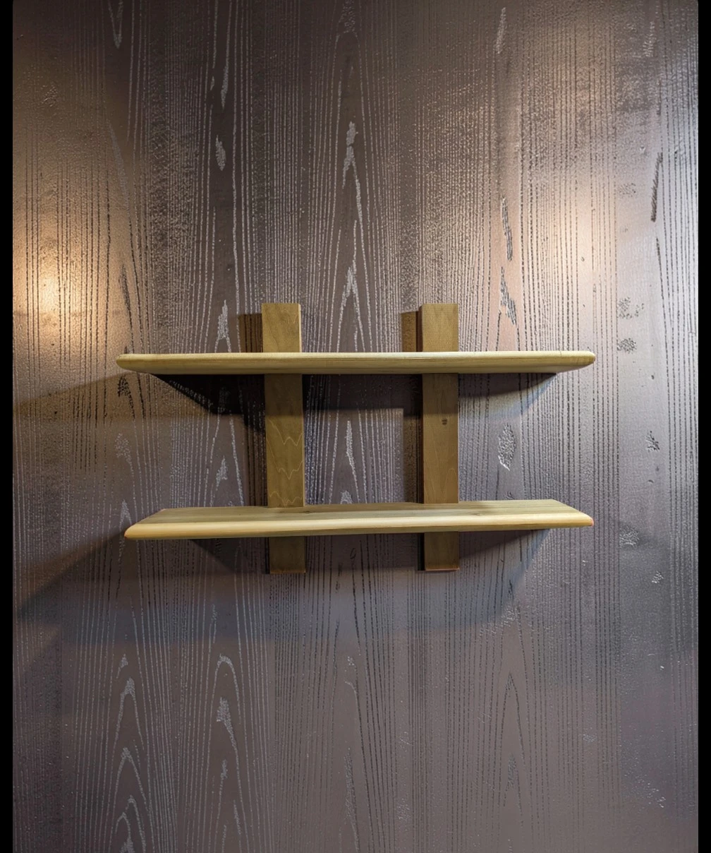 Wooden two-tier wall shelf - photo 2