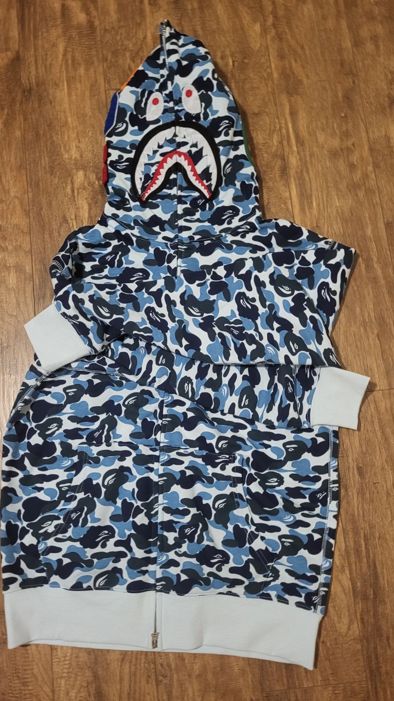 A Bathing Ape Blue Camo Shark Full Zip Hoodie - photo 5