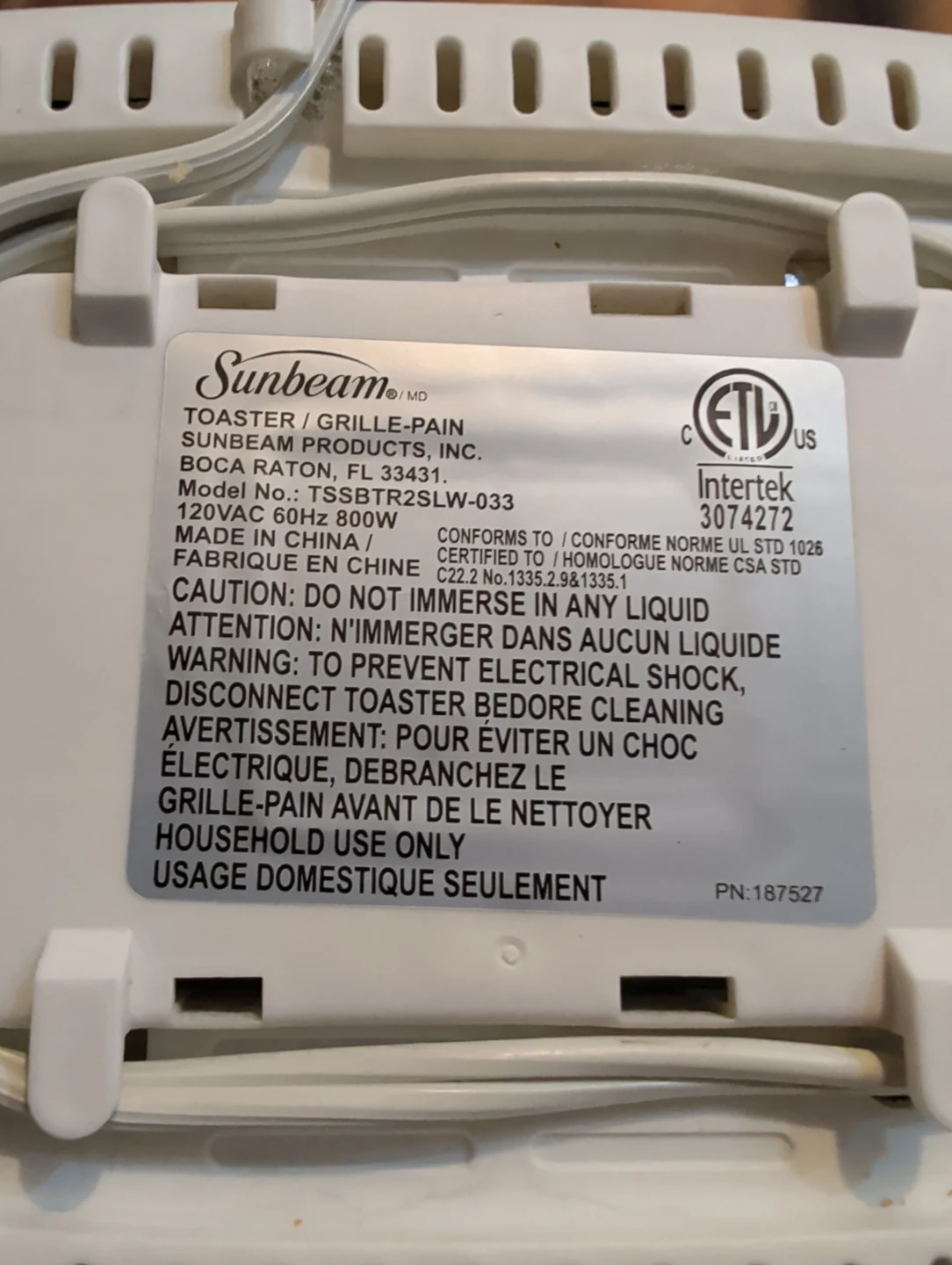 Sunbeam 2-Slice White Toaster - photo 3