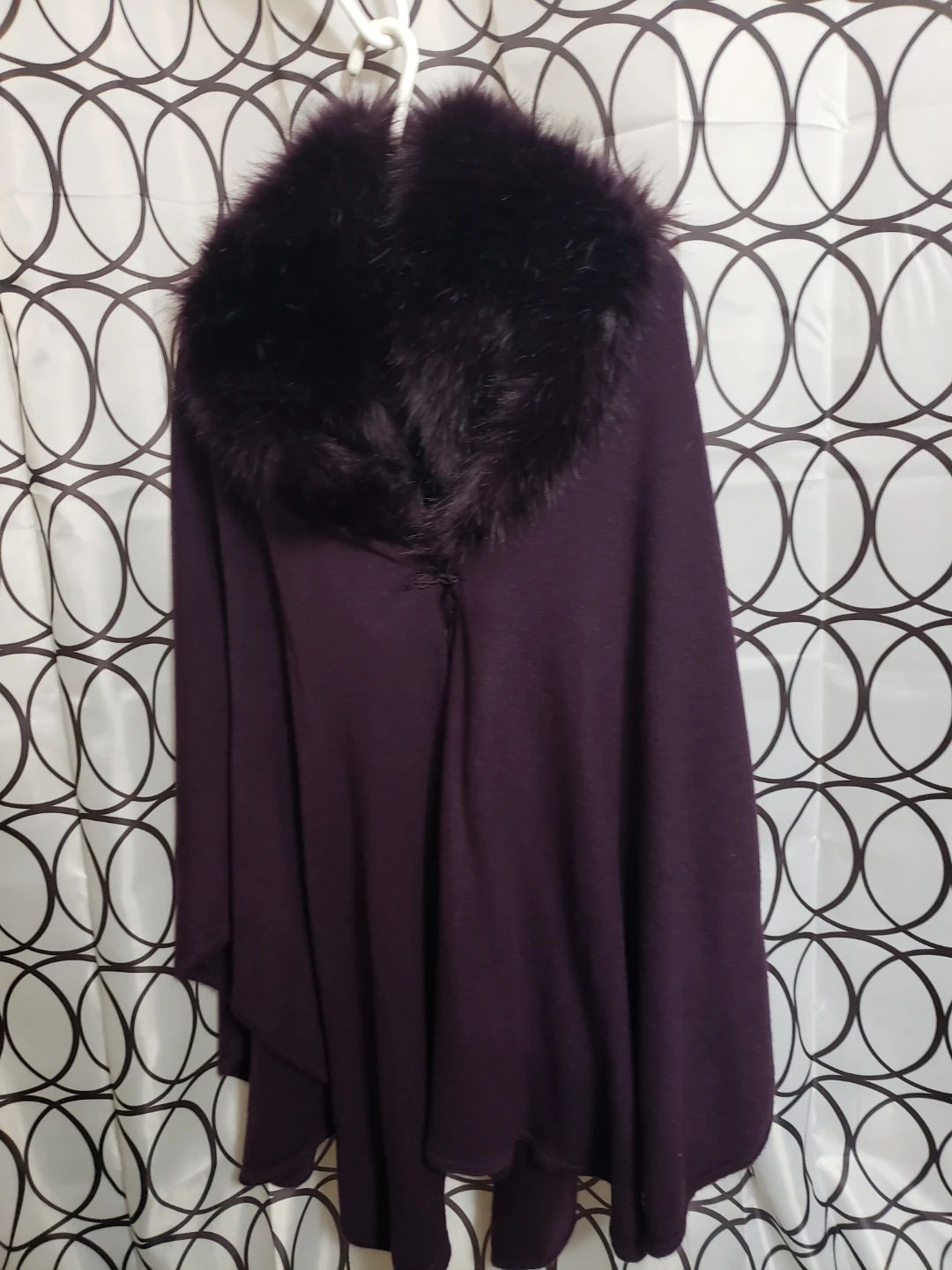 Purple Faux Fur Trim Cape