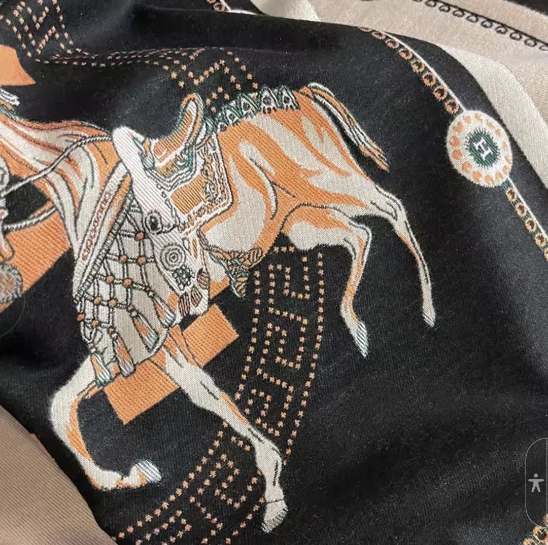 Black and Cream Horse Print Scarf