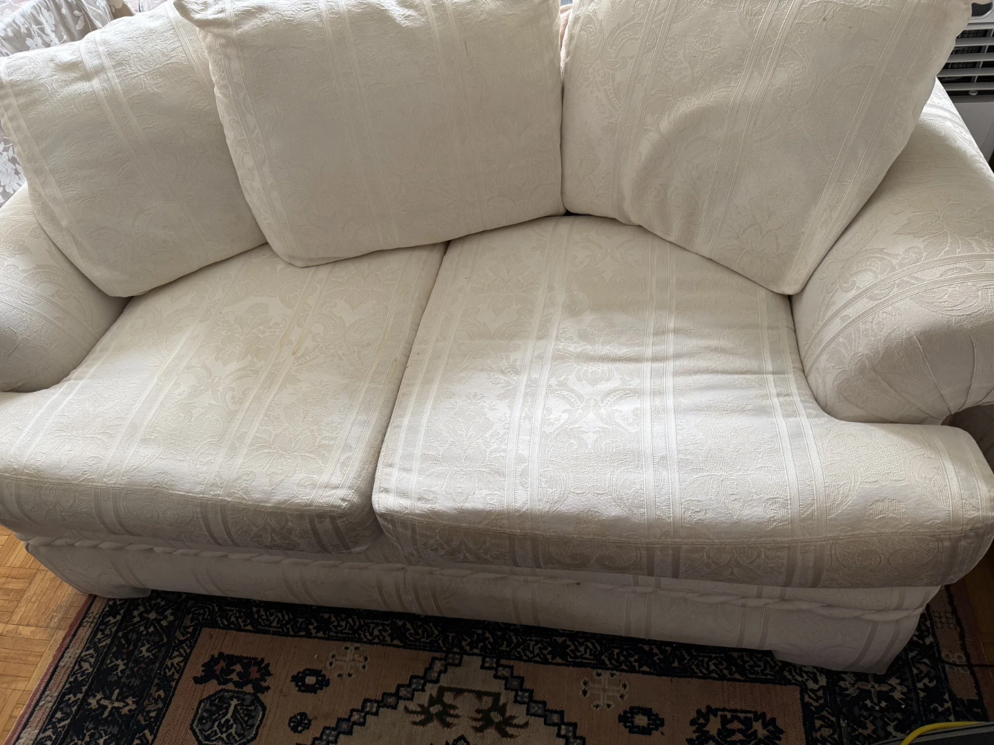 Cream Patterned Two-Seater Sofa - photo 2
