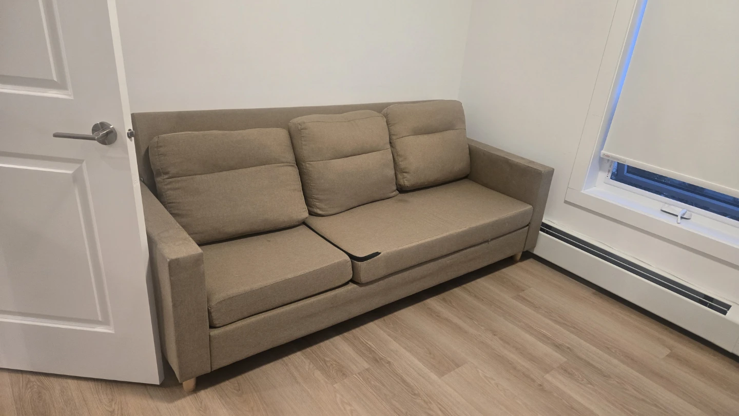 Beige Three-Seat Sofa - Free