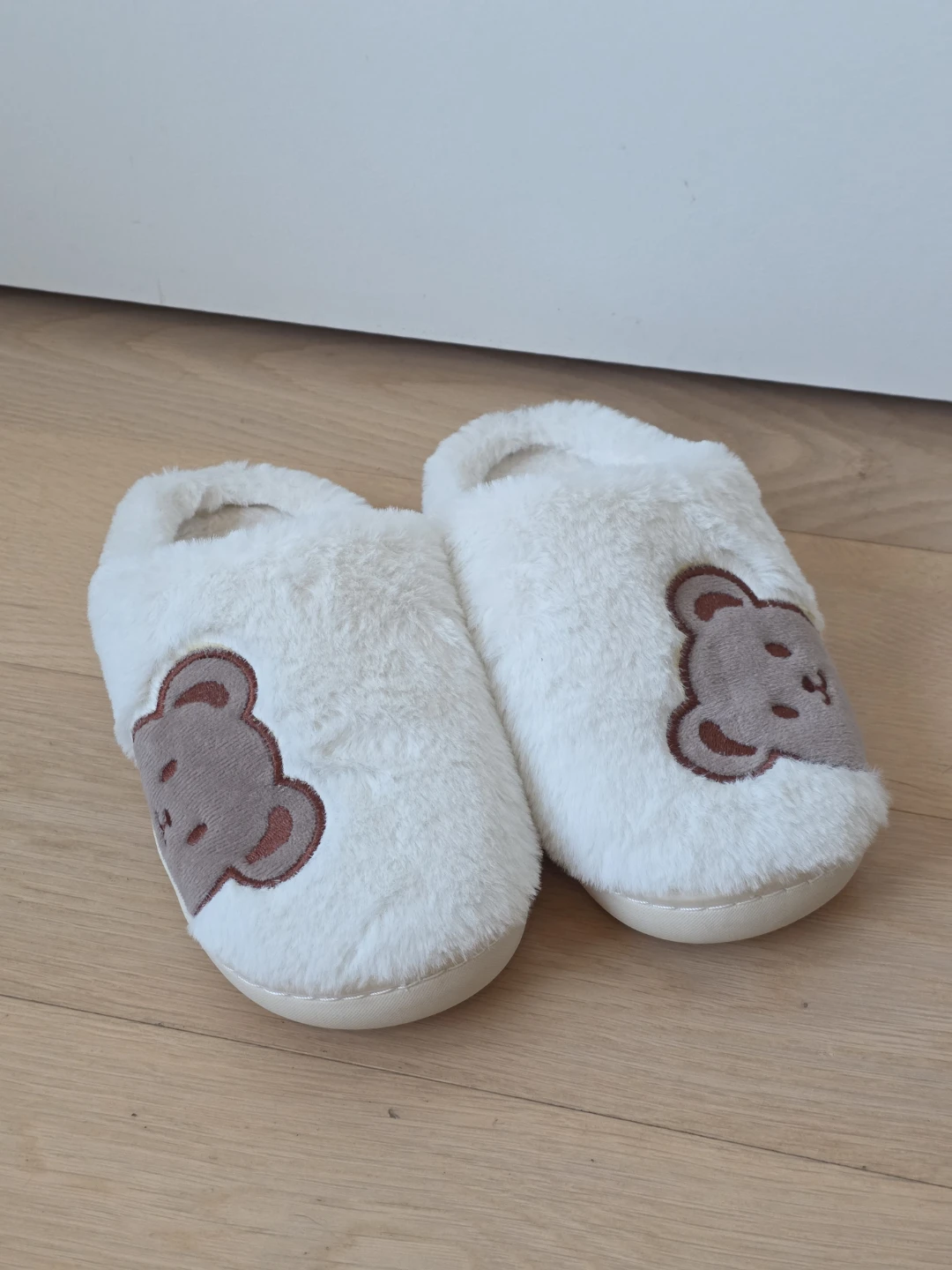 White Bear Faux Fur Slippers