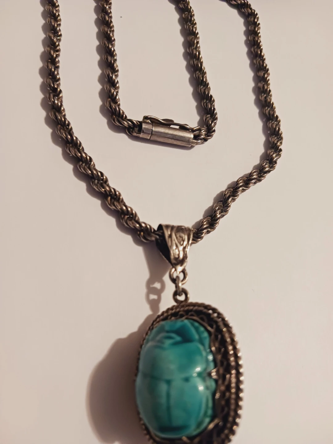 Sterling Silver 925 Necklace with Egyptian Scarab Pendant - photo 2