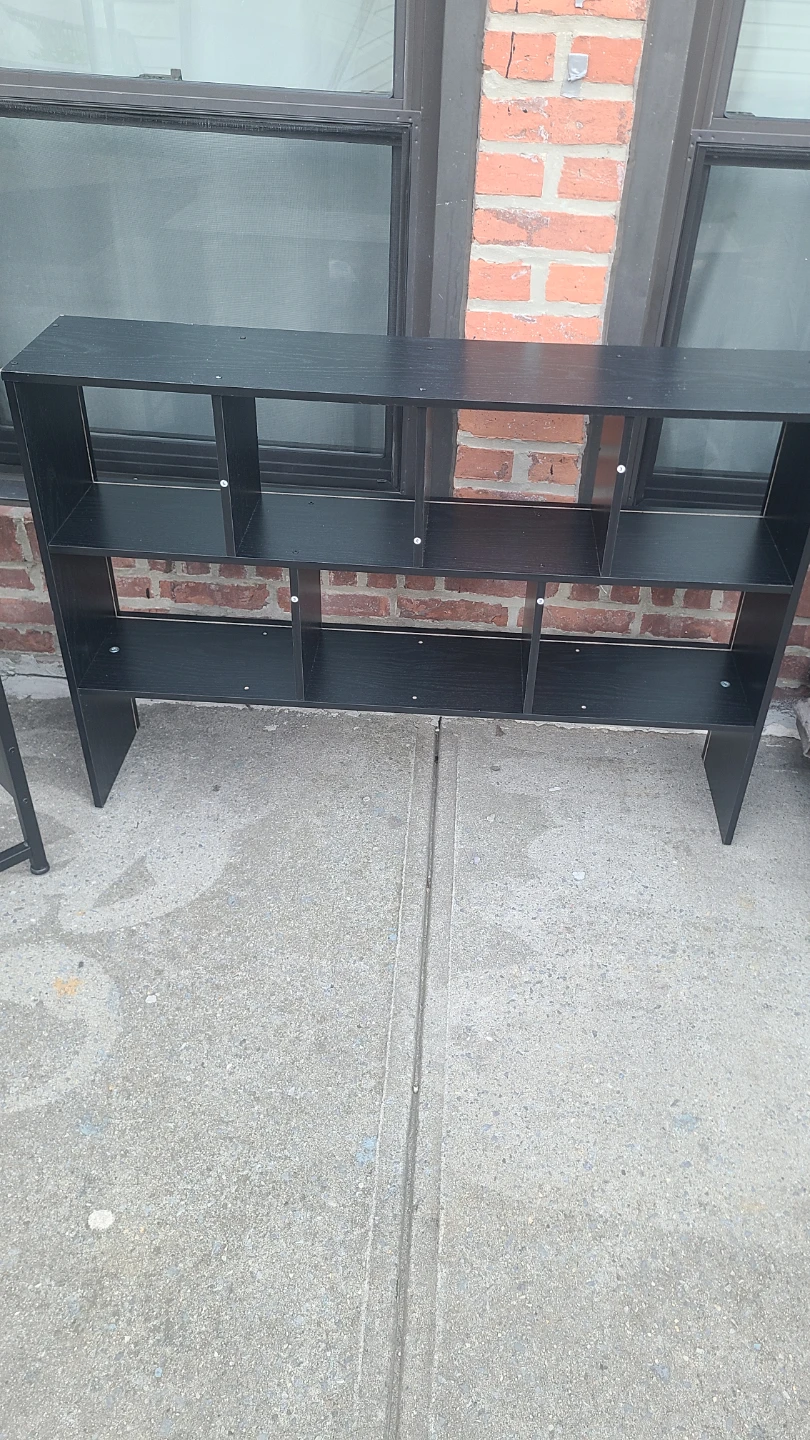 Black Wooden Storage Shelf Unit - photo 2