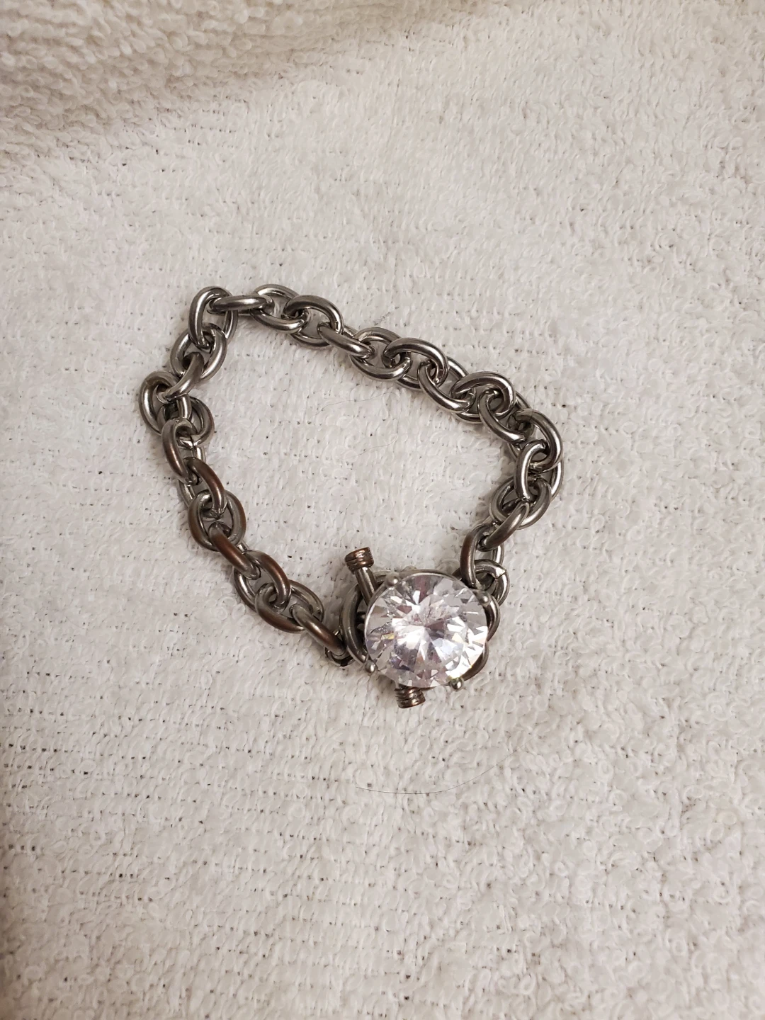 Silver-Tone Chain Bracelet with Large CZ Stone - photo 2