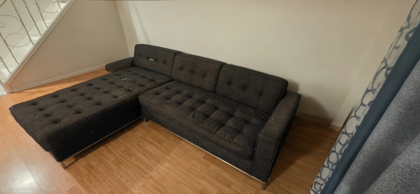 Dark Grey Sectional Sofa with Chaise