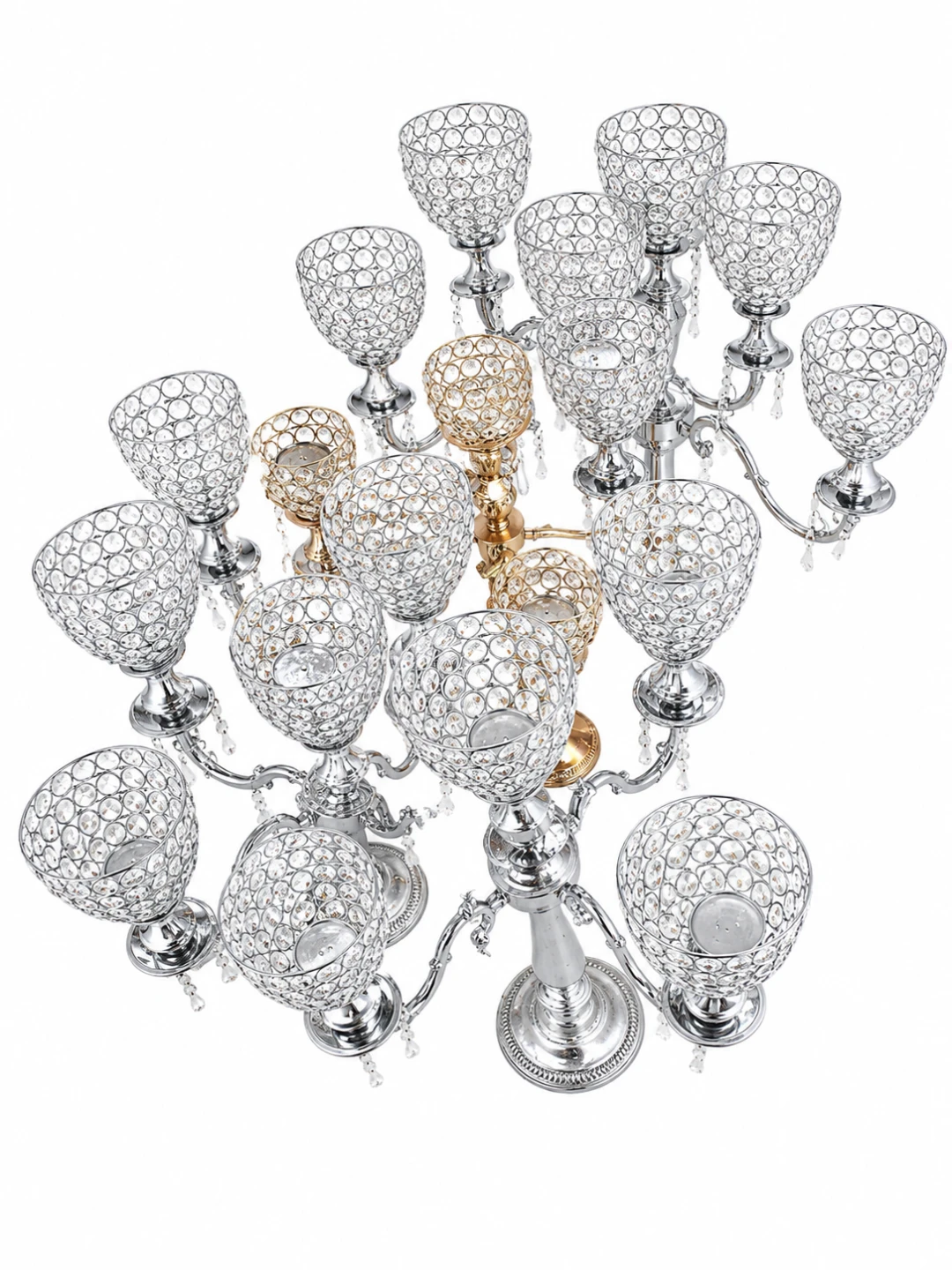 5-Arm Silver Crystal Candelabra - photo 3