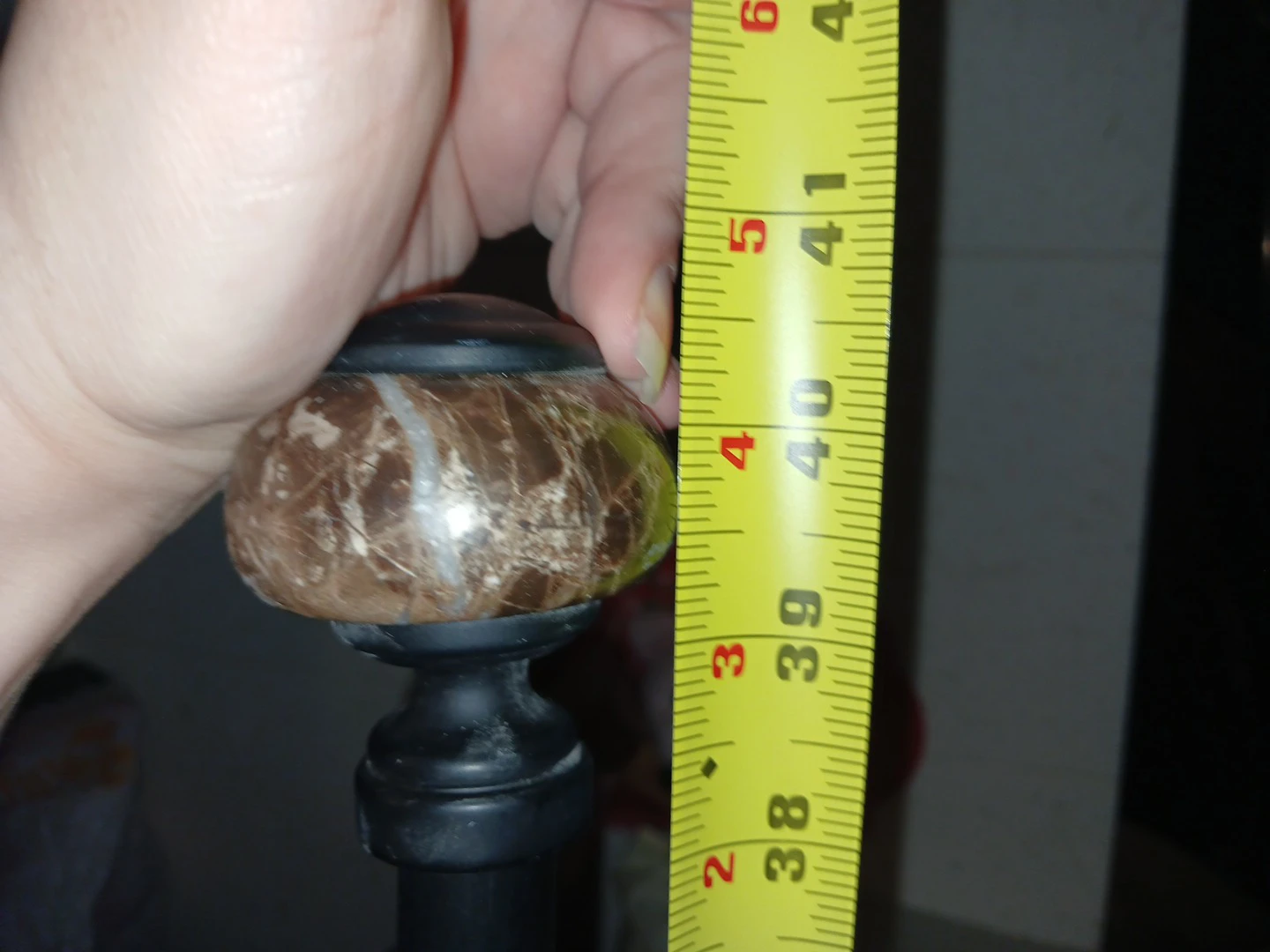 Black heavy duty curtain rod with marbled finials - photo 5
