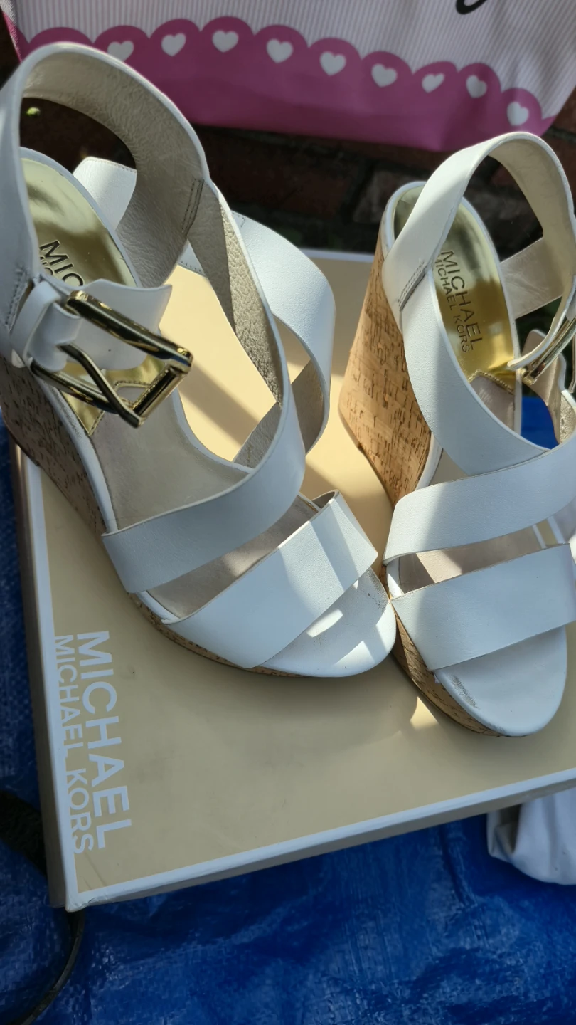 Michael Kors White Wedge Sandals