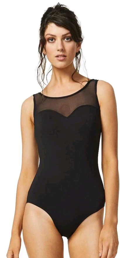 Black Mesh Neckline Bodysuit