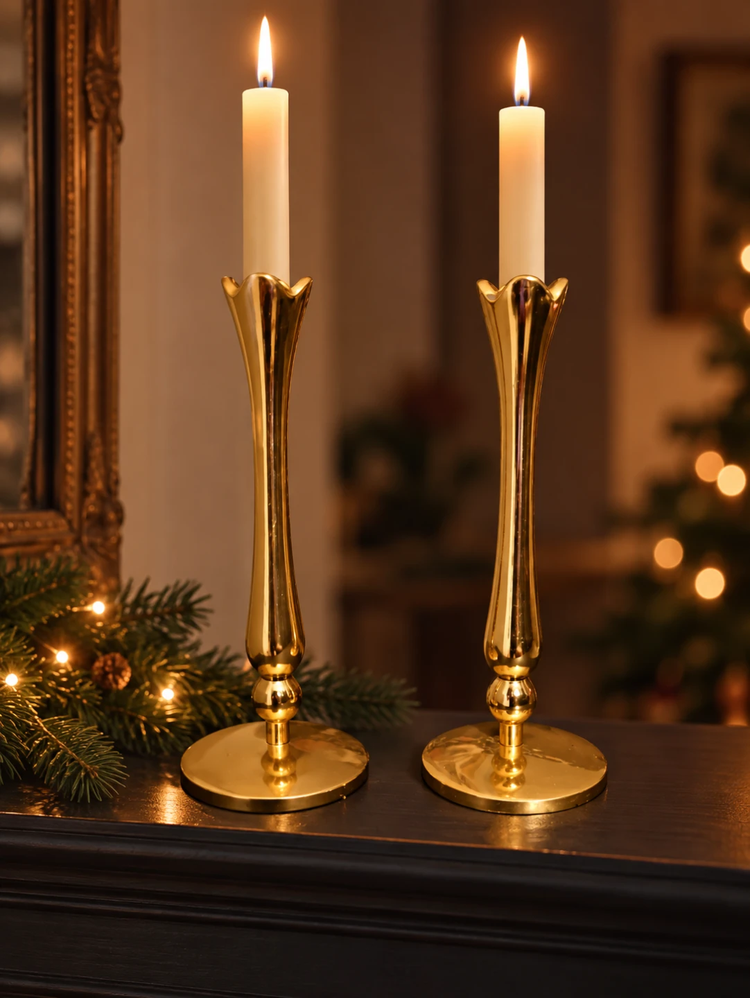 Pair of 70s Brass Candle Holders - photo 2