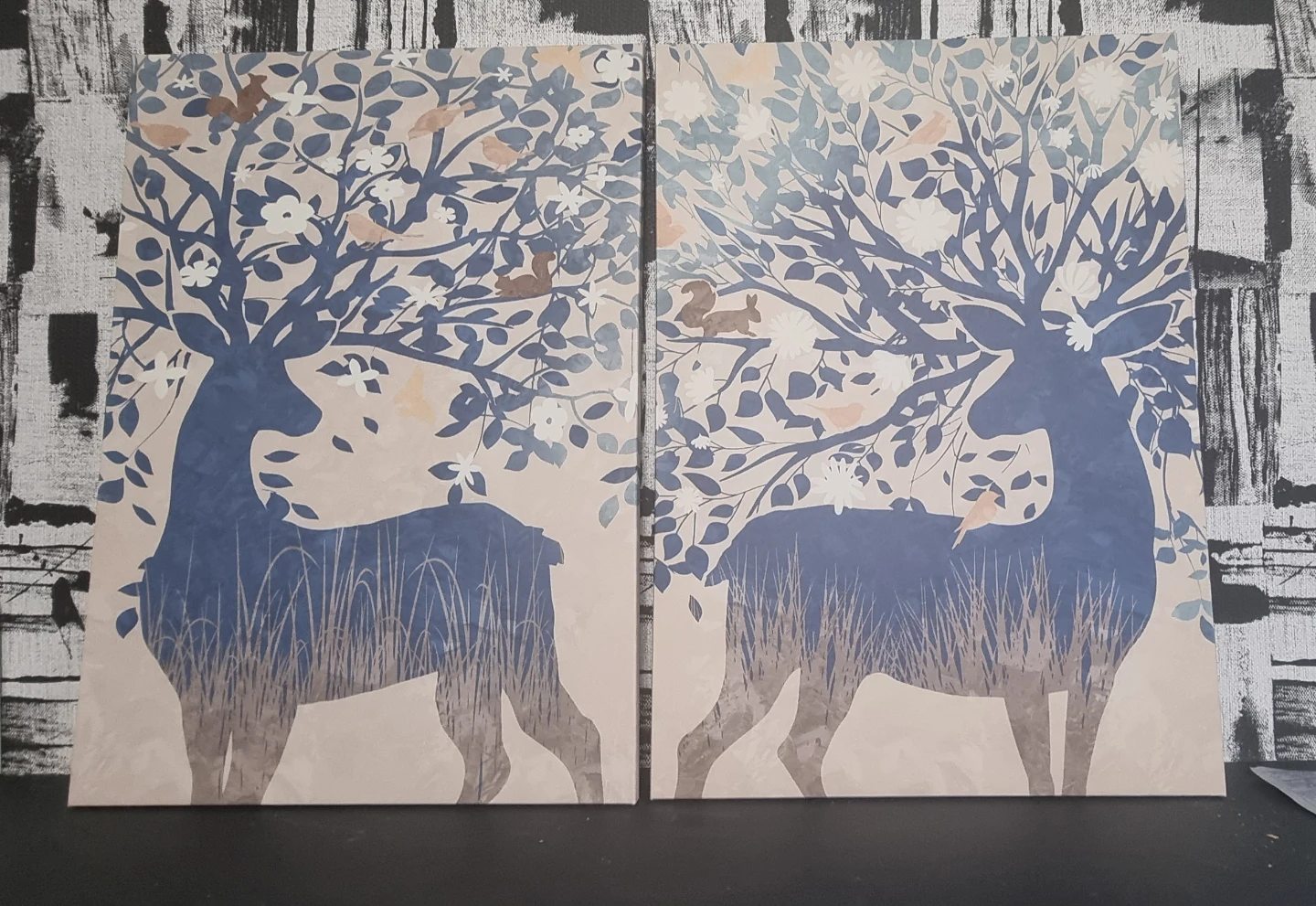 Set of Two Deer Art Canvases