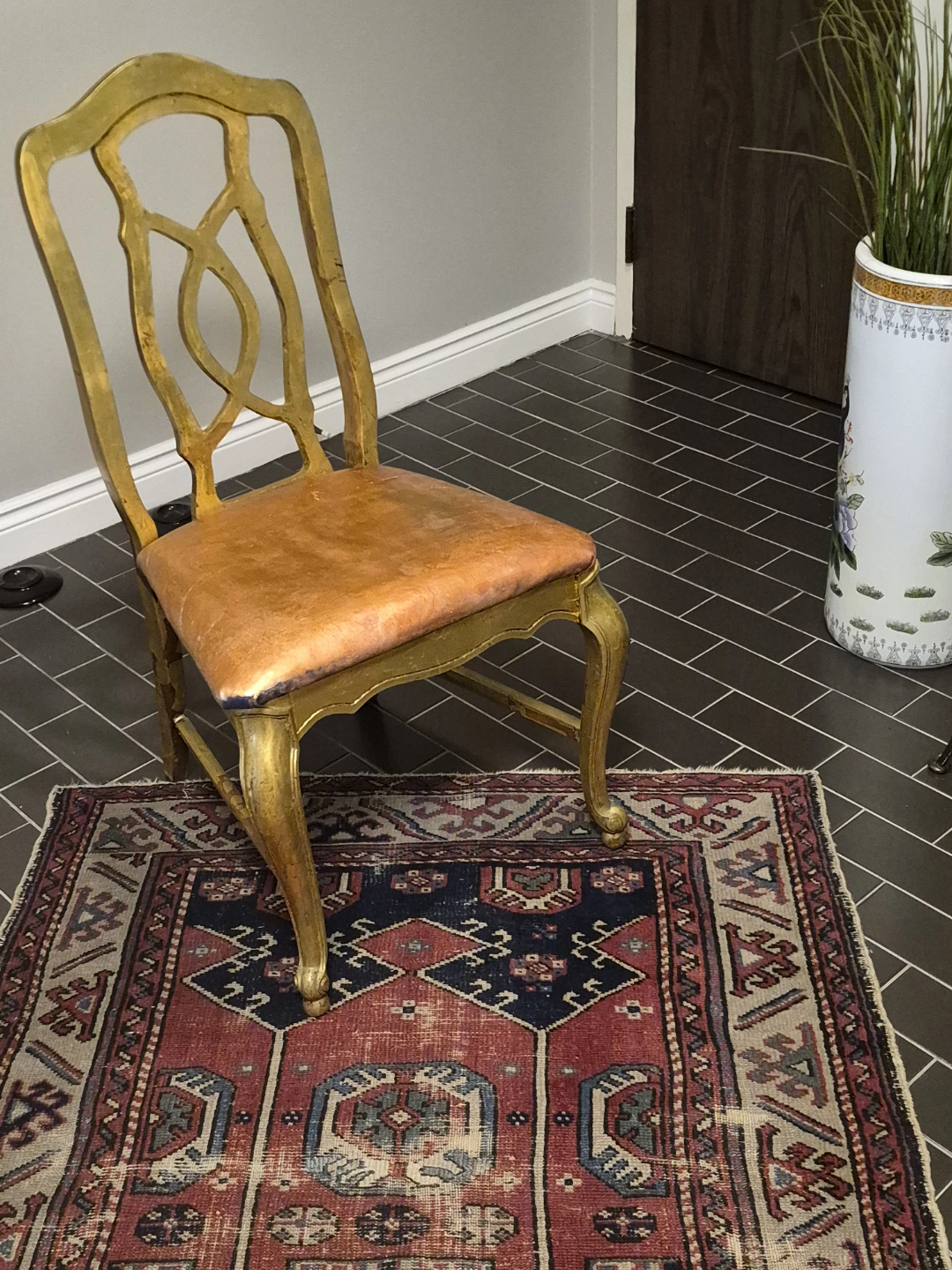 Chair painted gold with copper cushion - photo 2