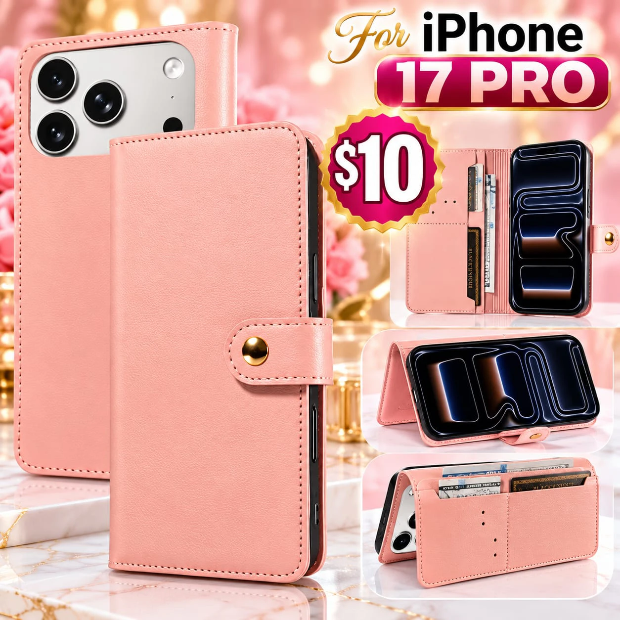 iPhone 17 Pro Wallet Case Pink