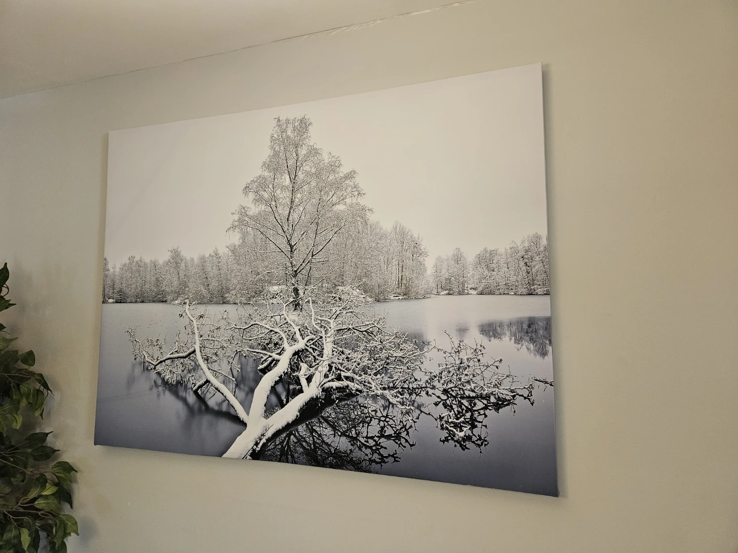 Winter Forest Lake Canvas Wall Art - photo 2