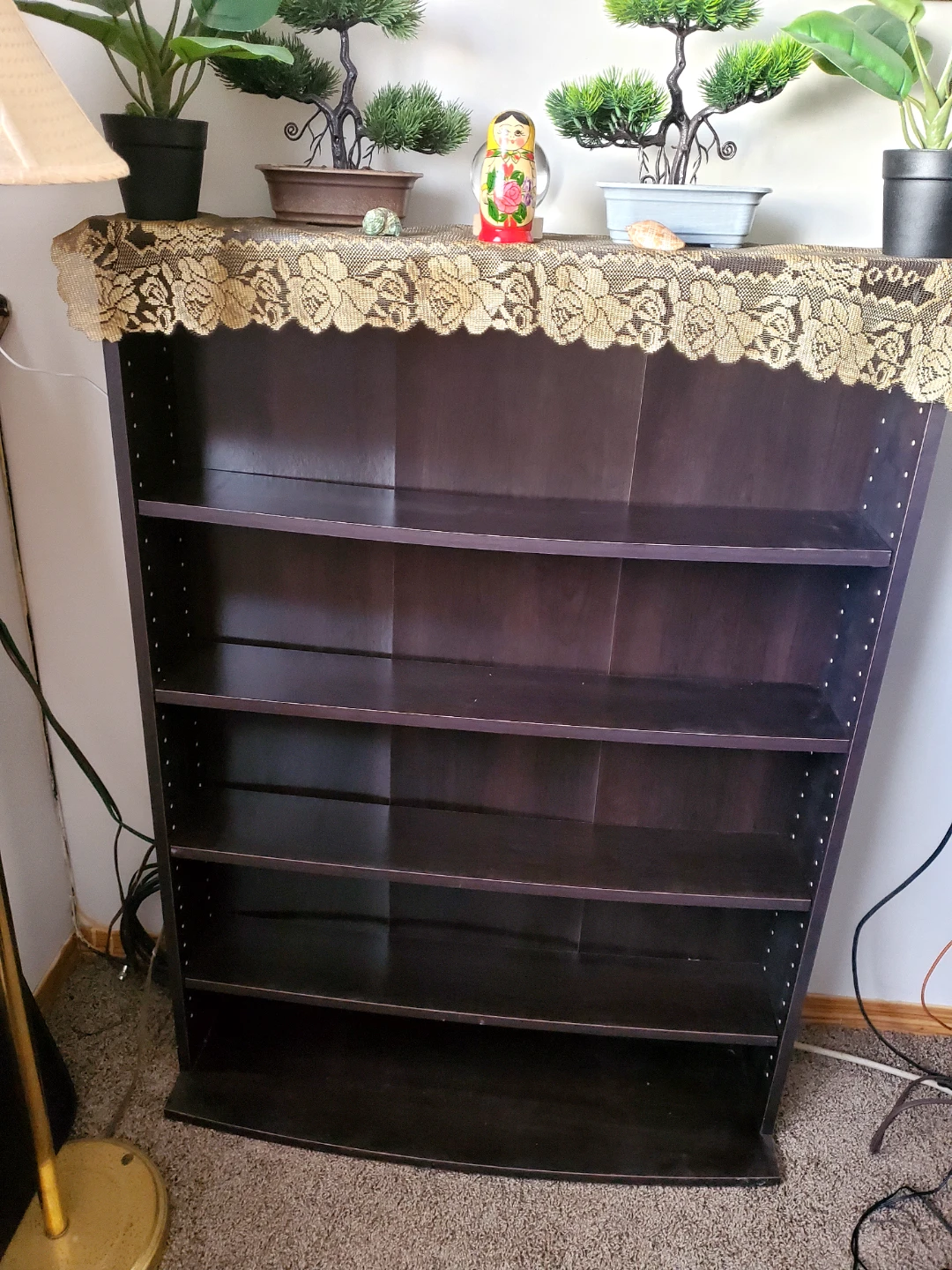 Dark Brown Five-Shelf Bookcase