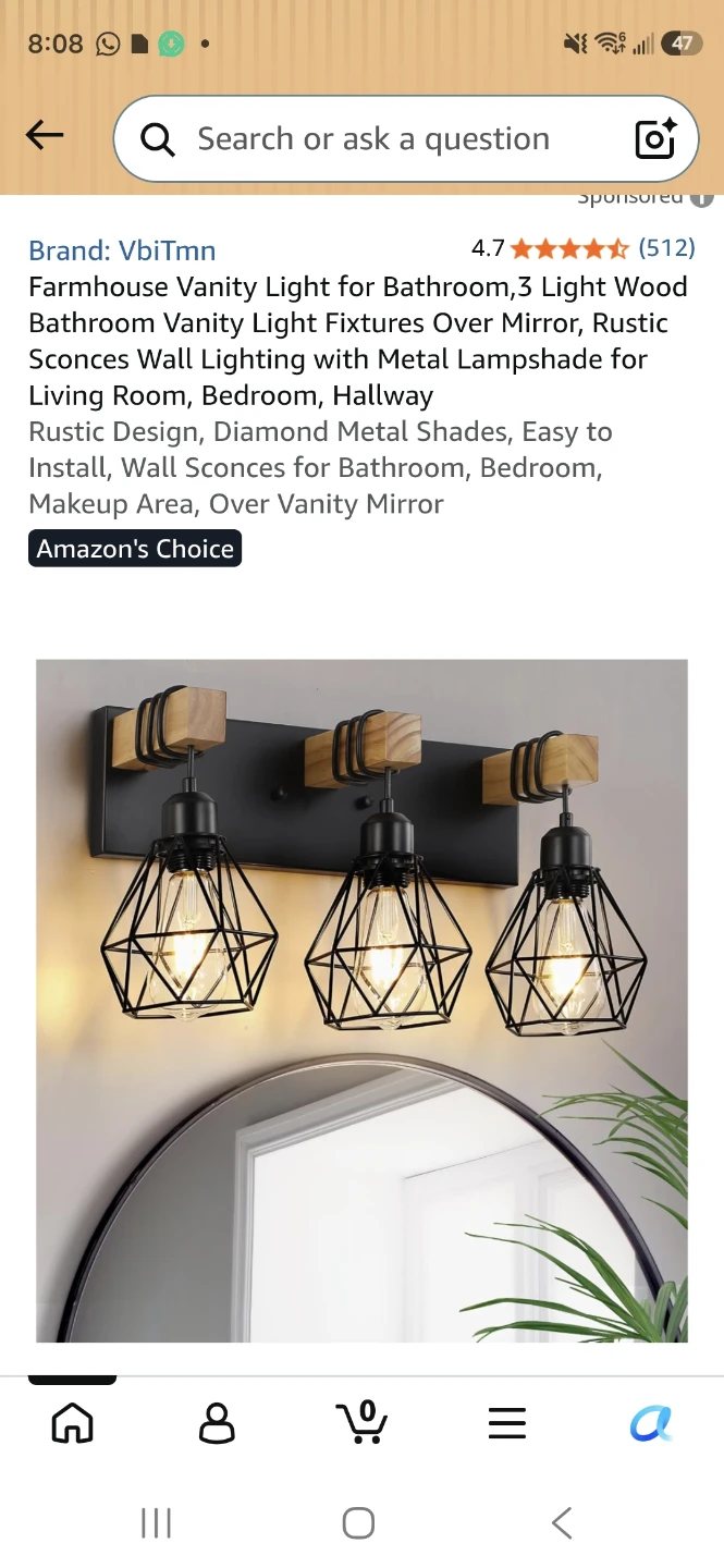 VbiTmn 3 Light Farmhouse Bathroom Vanity Light